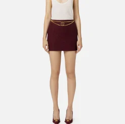 Gonne|Elisabetta Franchi Minigonna in tweed laminato con accessorio logo RougeNoir