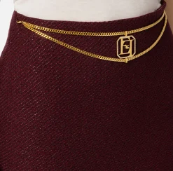 Gonne|Elisabetta Franchi Minigonna in tweed laminato con accessorio logo RougeNoir