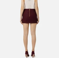 Gonne|Elisabetta Franchi Minigonna in tweed laminato con accessorio logo RougeNoir