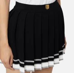 Gonne|Elisabetta Franchi Minigonna in viscosa a pieghe tipo college Nero
