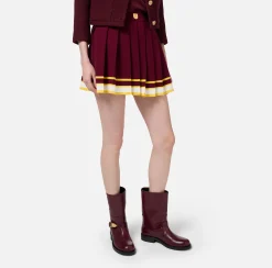 Gonne|Elisabetta Franchi Minigonna in viscosa a pieghe tipo college RougeNoir