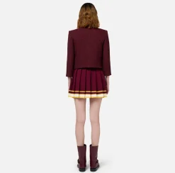 Gonne|Elisabetta Franchi Minigonna in viscosa a pieghe tipo college RougeNoir