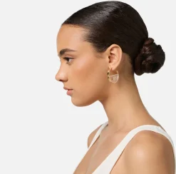 Bijoux|Elisabetta Franchi Orecchini a cerchio in plexiglass con logo OroGiallo/Crystal