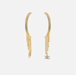 Bijoux|Elisabetta Franchi Orecchini a semicerchio in metallo dorato con charms OroGiallo