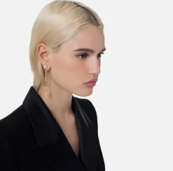 Bijoux|Elisabetta Franchi Orecchini con catena in strass crystal OroGiallo