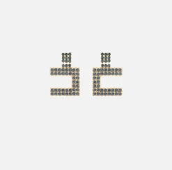 Bijoux|Elisabetta Franchi Orecchini logo in strass OroGiallo/Navy