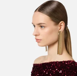 Bijoux|Elisabetta Franchi Orecchini pendenti in metallo con logo saldato OroGiallo