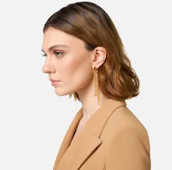 Bijoux|Elisabetta Franchi Orecchini pendenti in metallo con charms logo OroGiallo