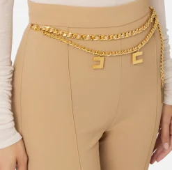 Pantaloni E Shorts|Elisabetta Franchi Pantalone a palazzo in crêpe stretch con cintura Camel