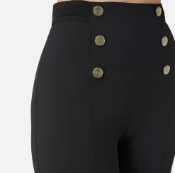 Pantaloni E Shorts|Elisabetta Franchi Pantalone a zampa in crêpe con fascione in raso Nero