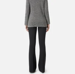 Pantaloni E Shorts|Elisabetta Franchi Pantalone a zampa in crêpe con fascione in raso Nero