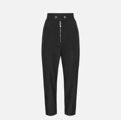 Pantaloni E Shorts|Elisabetta Franchi Pantalone boyfriend in nylon tecnico con elastico logato Nero