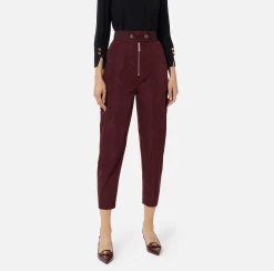 Pantaloni E Shorts|Elisabetta Franchi Pantalone boyfriend in nylon tecnico con elastico logato RougeNoir