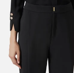 Pantaloni E Shorts|Elisabetta Franchi Pantalone cropped in crêpe con pinces Nero