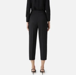 Pantaloni E Shorts|Elisabetta Franchi Pantalone cropped in crêpe con pinces Nero