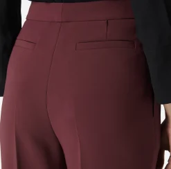 Pantaloni E Shorts|Elisabetta Franchi Pantalone cropped in crêpe con pinces RougeNoir