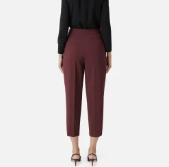 Pantaloni E Shorts|Elisabetta Franchi Pantalone cropped in crêpe con pinces RougeNoir