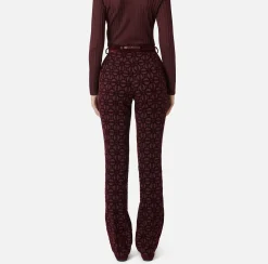 Tailleur|Pantaloni E Shorts|Elisabetta Franchi Pantalone dritto in crêpe flock con cintura RougeNoir