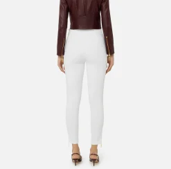 Pantaloni E Shorts|Elisabetta Franchi Pantalone dritto in crêpe stretch con zip Avorio