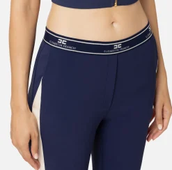 Pantaloni E Shorts|Elisabetta Franchi Pantalone dritto in crêpe con banda laterale Navy