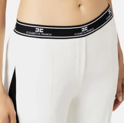 Pantaloni E Shorts|Elisabetta Franchi Pantalone dritto in crêpe con banda laterale Avorio