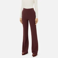 Tailleur|Pantaloni E Shorts|Elisabetta Franchi Pantalone dritto in crêpe stretch con rivetto logo RougeNoir