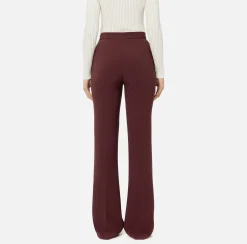 Tailleur|Pantaloni E Shorts|Elisabetta Franchi Pantalone dritto in crêpe stretch con rivetto logo RougeNoir