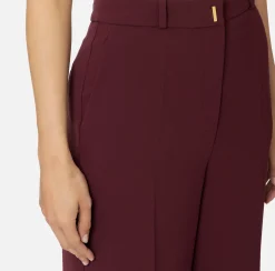 Pantaloni E Shorts|Elisabetta Franchi Pantalone dritto in crêpe fermo con placca logo RougeNoir