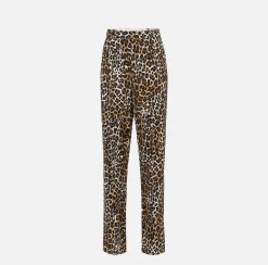 Tailleur|Pantaloni E Shorts|Elisabetta Franchi Pantalone dritto in crêpe con doppie pinces Animalier