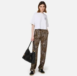 Tailleur|Pantaloni E Shorts|Elisabetta Franchi Pantalone dritto in crêpe con doppie pinces Animalier
