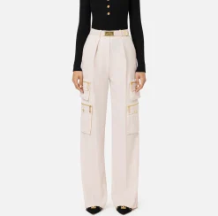 Pantaloni E Shorts|Elisabetta Franchi Pantalone dritto in crêpe con tasche e cintura Lattice