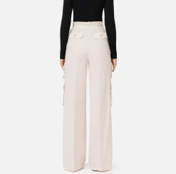 Pantaloni E Shorts|Elisabetta Franchi Pantalone dritto in crêpe con tasche e cintura Lattice