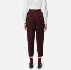 Tailleur|Pantaloni E Shorts|Elisabetta Franchi Pantalone dritto in crêpe jaquard lettering RougeNoir