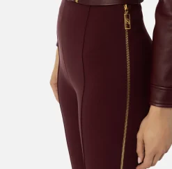 Pantaloni E Shorts|Elisabetta Franchi Pantalone dritto in crêpe stretch con zip RougeNoir