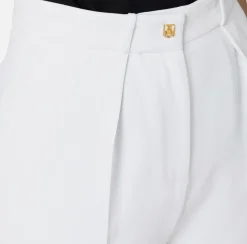 Pantaloni E Shorts|Elisabetta Franchi Pantalone dritto in crêpe fermo con rivetto stemma Avorio