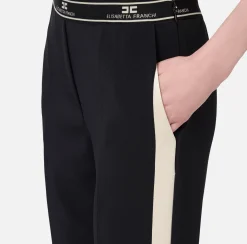 Pantaloni E Shorts|Elisabetta Franchi Pantalone dritto in crêpe con banda laterale Steel