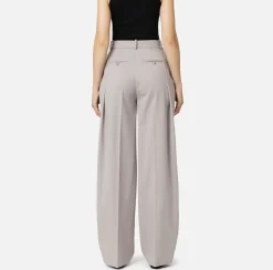 Tailleur|Pantaloni E Shorts|Elisabetta Franchi Pantalone dritto in fresco lana mélange con doppie pinces Perla