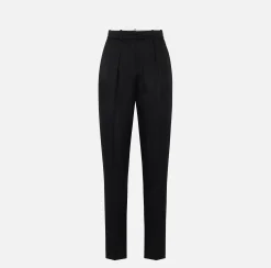 Tailleur|Pantaloni E Shorts|Elisabetta Franchi Pantalone dritto in satin con bande in raso Nero