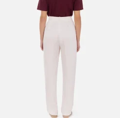 Tailleur|Pantaloni E Shorts|Elisabetta Franchi Pantalone dritto in satin con bande in raso Lattice