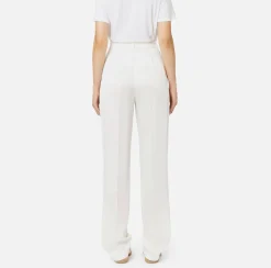 Tailleur|Pantaloni E Shorts|Elisabetta Franchi Pantalone dritto in satin con bande in raso Avorio