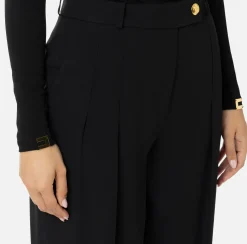 Pantaloni E Shorts|Elisabetta Franchi Pantalone dritto in satin con doppie pinces Nero