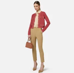 Pantaloni E Shorts|Elisabetta Franchi Pantalone dritto in tessuto tecnico con morsetto Camel