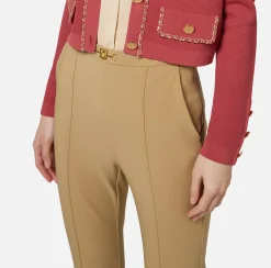 Pantaloni E Shorts|Elisabetta Franchi Pantalone dritto in tessuto tecnico con morsetto Camel