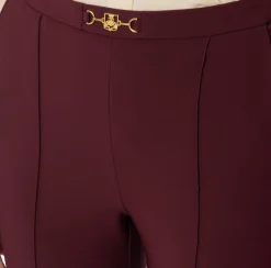 Pantaloni E Shorts|Elisabetta Franchi Pantalone dritto in tessuto tecnico con morsetto RougeNoir