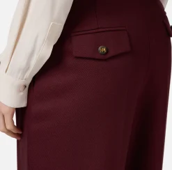 Pantaloni E Shorts|Elisabetta Franchi Pantalone gamba ampia con doppia pinces in fresco di lana stretch RougeNoir