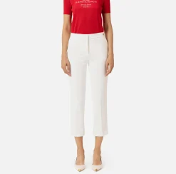 Pantaloni E Shorts|Elisabetta Franchi Pantalone in crêpe con spacchetti Avorio