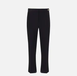 Pantaloni E Shorts|Elisabetta Franchi Pantalone in crêpe con spacchetti Nero