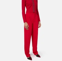 Pantaloni E Shorts|Elisabetta Franchi Pantalone in crêpe stretch con doppie pinces RedPassion