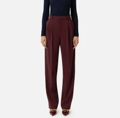 Pantaloni E Shorts|Elisabetta Franchi Pantalone in crêpe stretch con doppie pinces RougeNoir