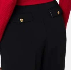 Pantaloni E Shorts|Elisabetta Franchi Pantalone in crêpe stretch con doppie pinces Nero